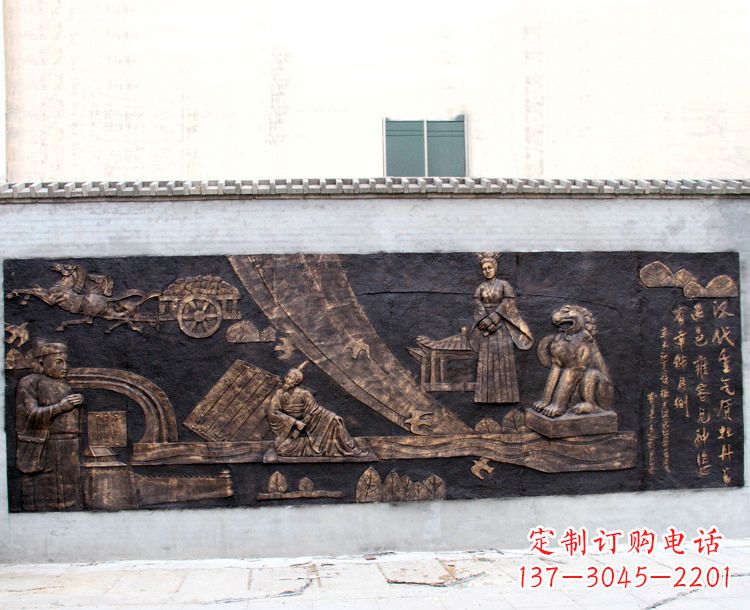 内蒙古“汉代重气质，牡丹留正色”中国传统文化浮雕壁画，玻璃钢仿铜园林墙壁装饰壁画