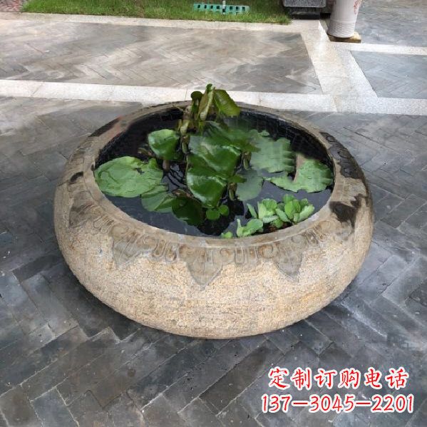 内蒙古别墅庭院仿古做旧石雕鱼缸