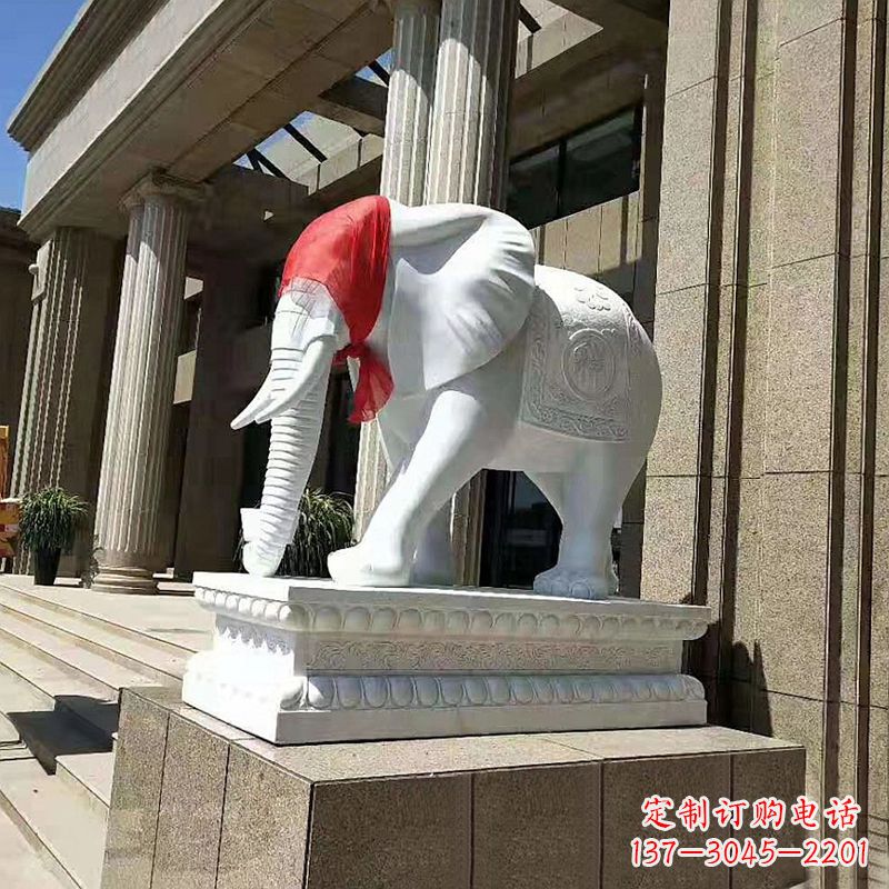 内蒙古宾馆酒店看门大象汉白玉吉祥动物石雕