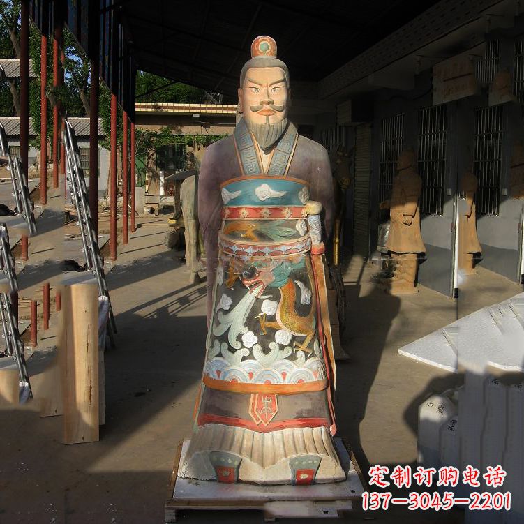 内蒙古秦始皇玻璃钢彩绘塑像