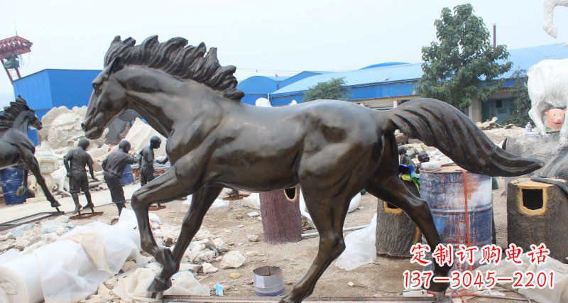 内蒙古玻璃钢仿铜马广场动物雕塑精美雕塑装点繁华城市