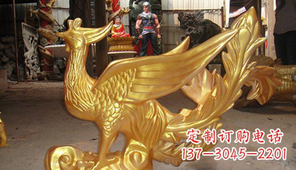 内蒙古玻璃钢凤凰仿铜动物雕塑传承传统文化