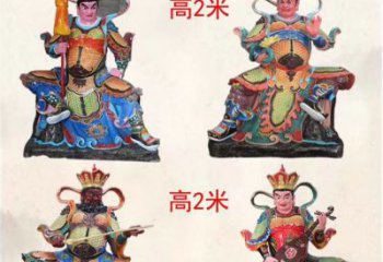 内蒙古玻璃钢彩绘四大天王雕塑宏伟壮观的艺术珍品