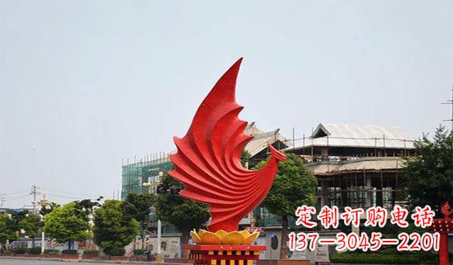 内蒙古不锈钢凤凰雕塑象征着城市繁荣