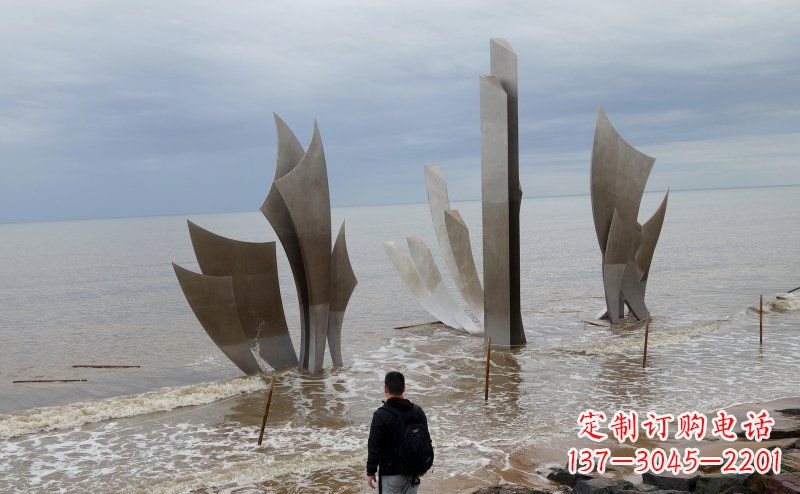 内蒙古不锈钢船帆海边景观雕塑