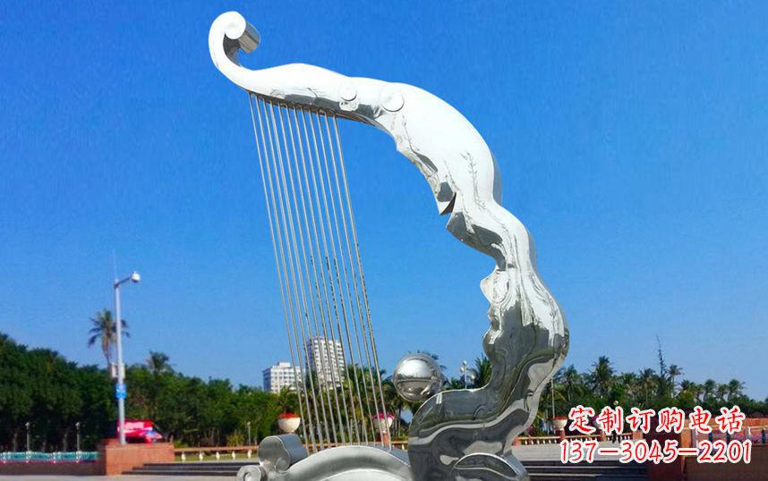 内蒙古不锈钢竖琴广场雕塑