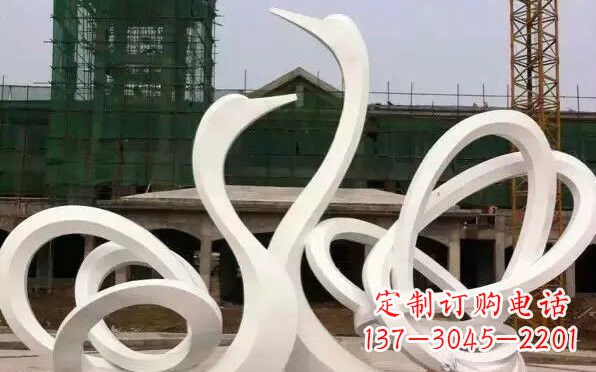 内蒙古不锈钢天鹅雕塑美丽而优雅