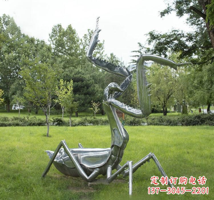 内蒙古不锈钢螳螂雕塑精雕细琢的艺术瑰宝