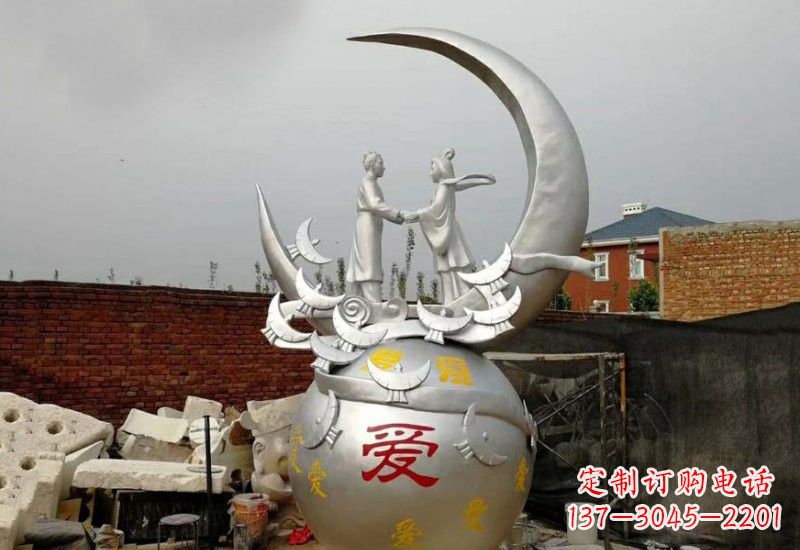 内蒙古牛郎织女传说的不锈钢雕塑
