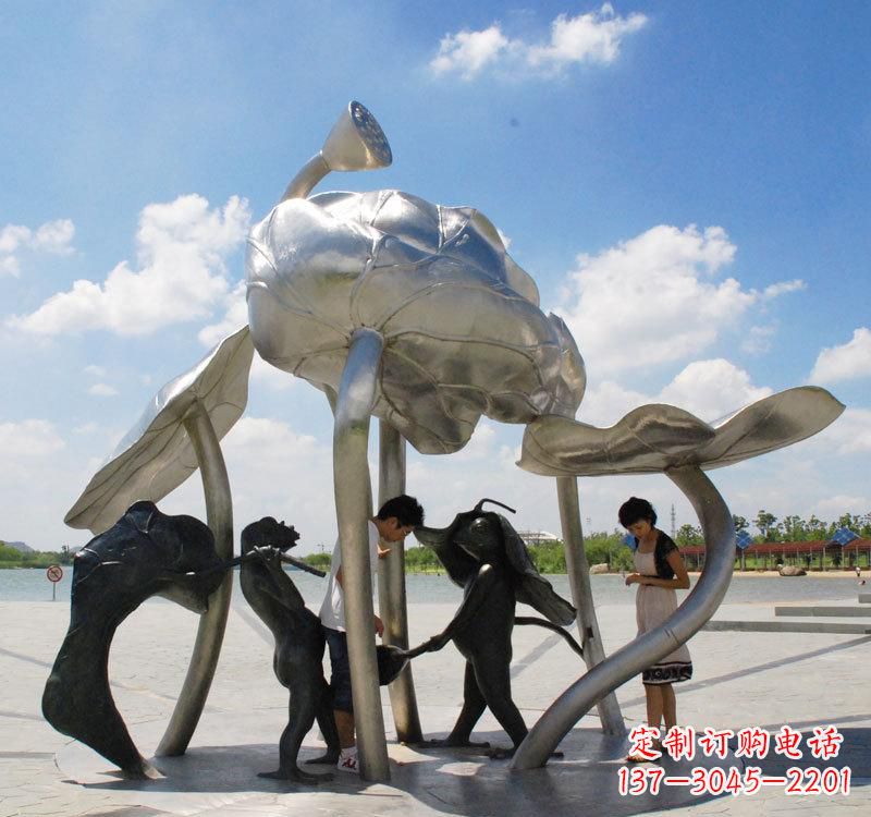 内蒙古荷花之美——不锈钢荷花广场雕塑