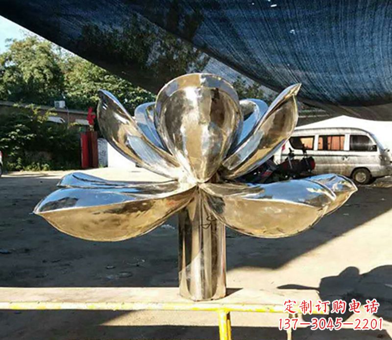 内蒙古不锈钢荷花雕塑——彰显小区景观之美