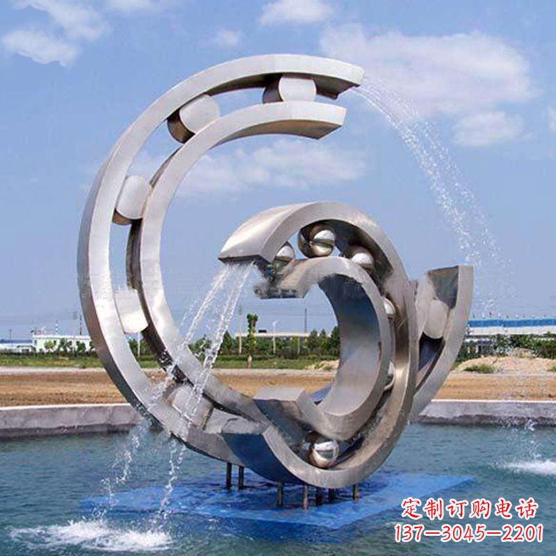 内蒙古不锈钢喷水雕塑点缀园林水景的美