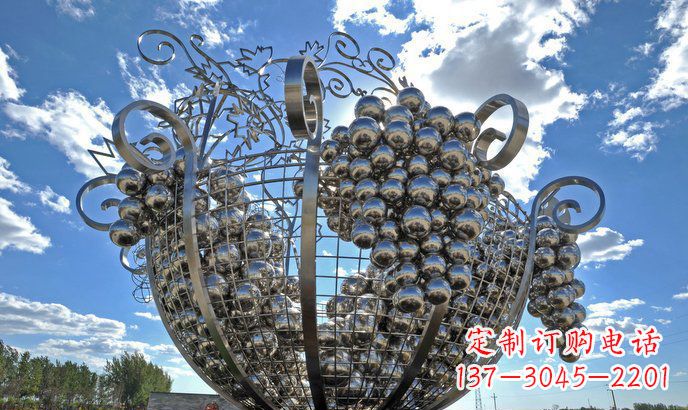 内蒙古不锈钢葡萄雕塑精致美观、经久耐用