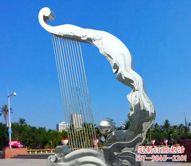 内蒙古不锈钢竖琴雕塑——传承古典音乐之美