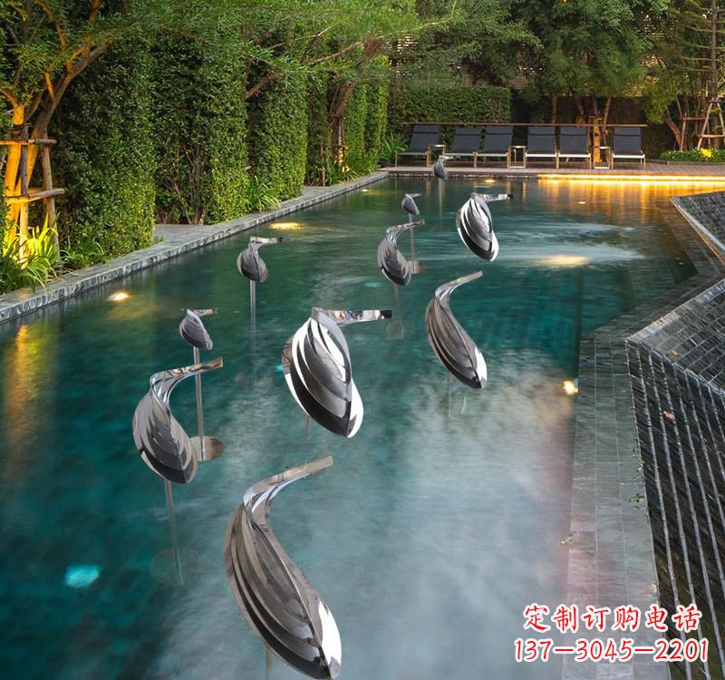 内蒙古不锈钢动物雕塑——美丽的水景装置