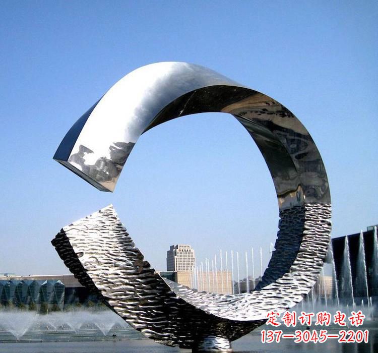 内蒙古不锈钢水景圆环雕塑艺术与美的结合