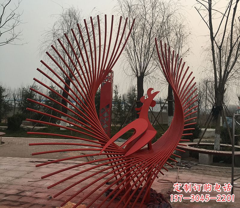内蒙古不锈钢网状凤凰雕塑精美的艺术之作
