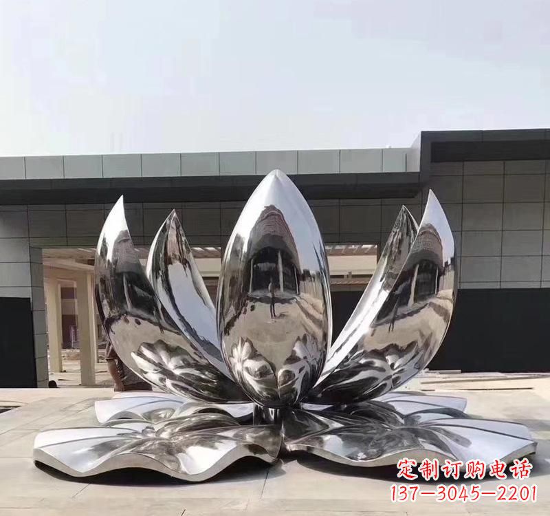 内蒙古不锈钢现代镜面荷花雕塑精美绝伦