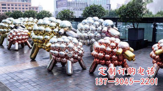 内蒙古不锈钢小羊肖恩抽象动物雕塑