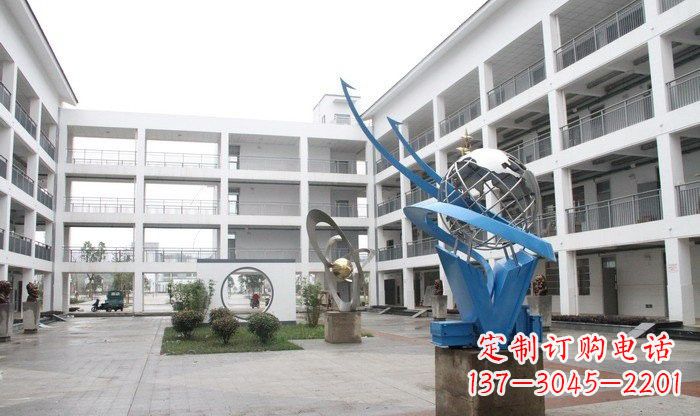 内蒙古不锈钢地球雕塑缔造美丽的校园