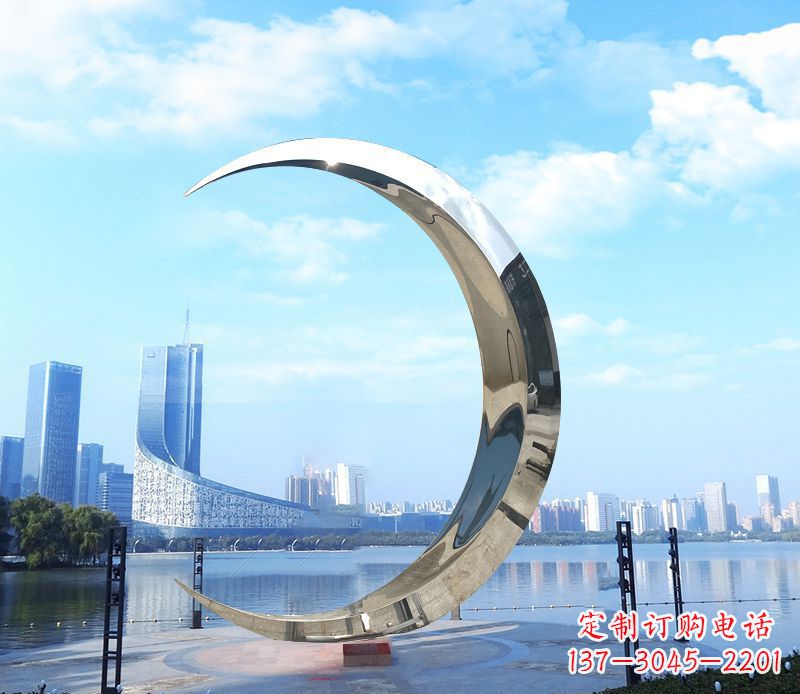 内蒙古不锈钢月亮雕塑象征着美丽的月亮