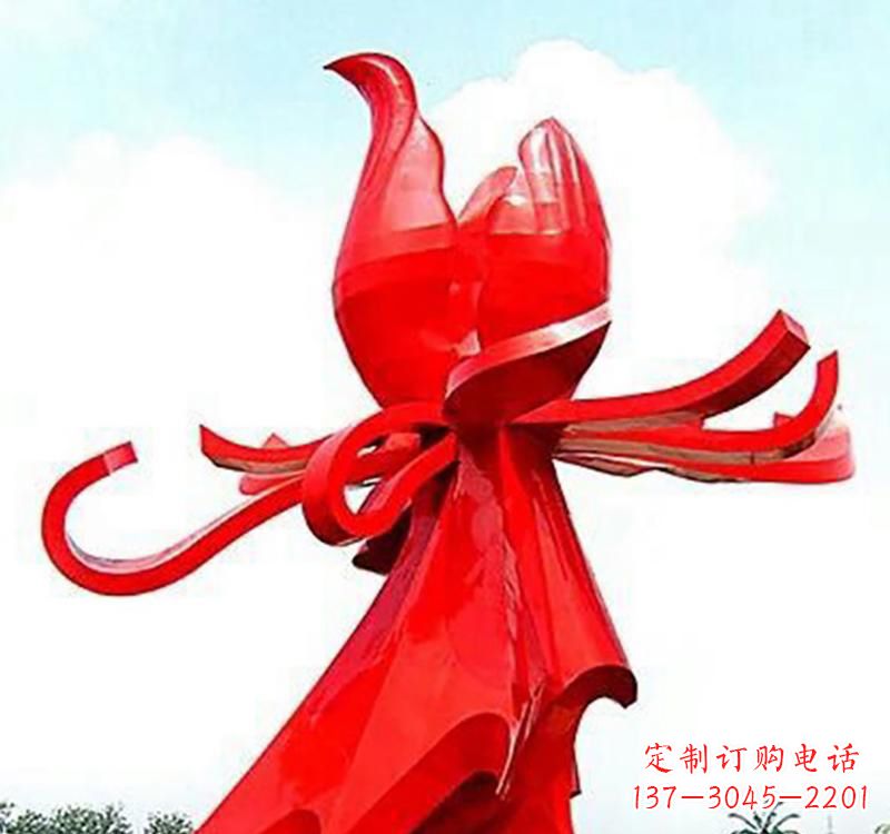 内蒙古不锈钢玫瑰雕塑,传递爱与和平