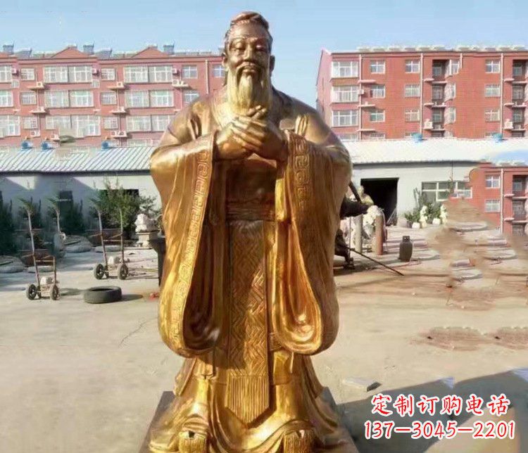 内蒙古纯铜校园古代孔子人物铜雕塑