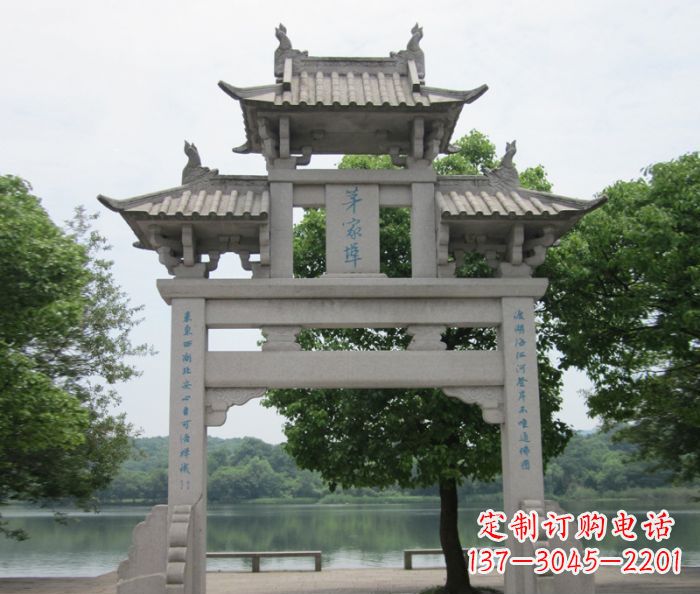 内蒙古大理石单门牌楼雕塑精美的艺术瑰宝