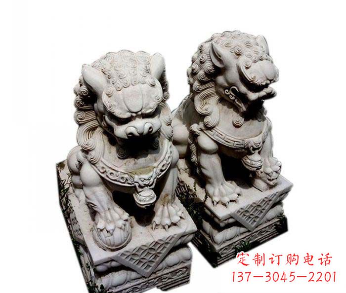 内蒙古大理石仿古石狮子雕塑