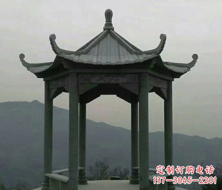 内蒙古考究工艺,奢华大理石六角凉亭雕塑