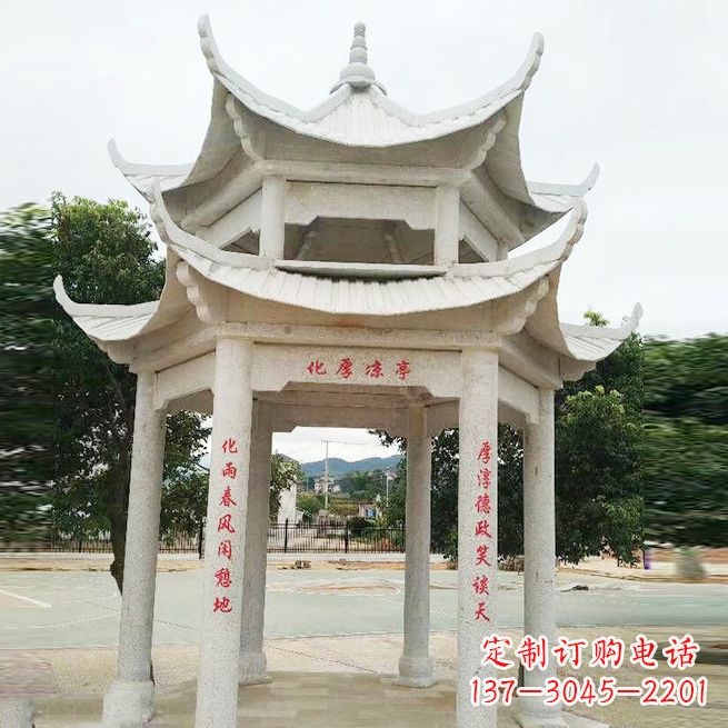 内蒙古大理石凉亭双层雕塑