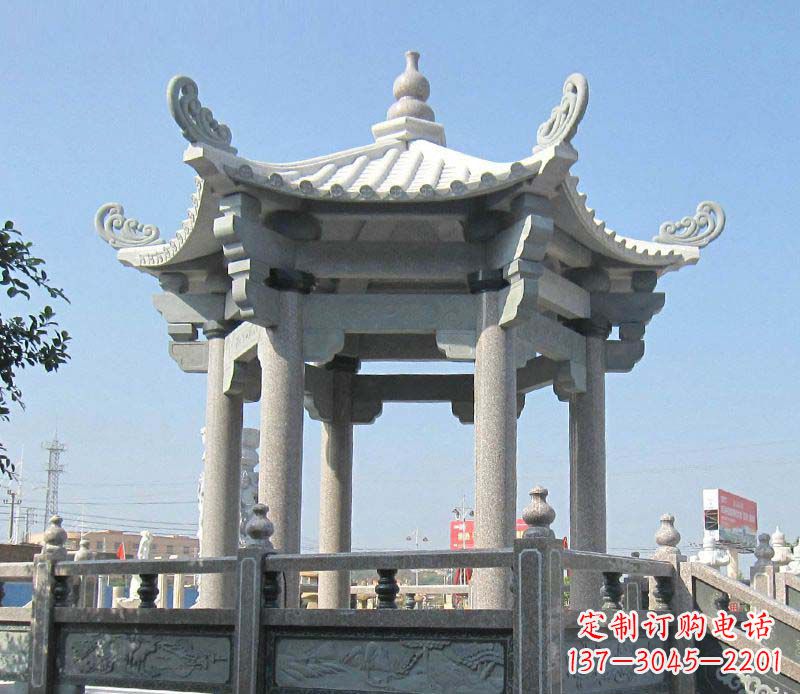 内蒙古大理石六角凉亭石雕,为您的家园带来浪漫情怀