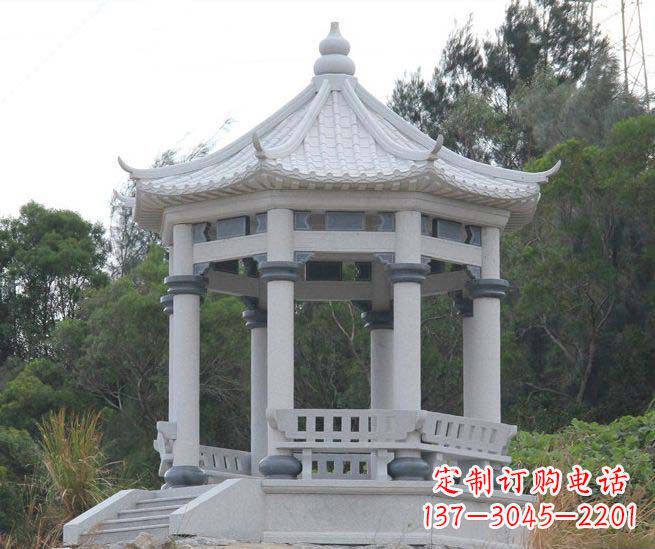 内蒙古大理石六角石雕凉亭营造舒适环境的完美体现