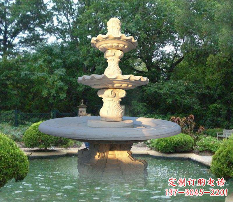内蒙古大理石三层喷泉雕塑