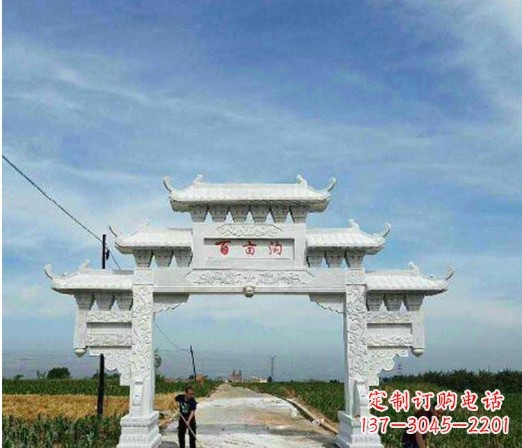 内蒙古单门石牌坊石雕_2