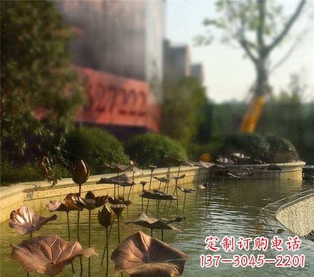 内蒙古荷叶风情传承——锻铜荷花荷叶小区景观雕塑
