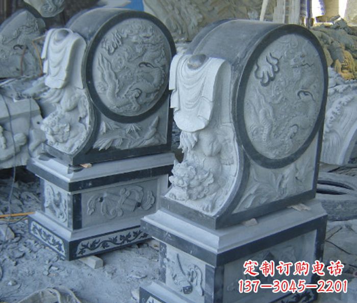 内蒙古仿古石门墩招财抱鼓石雕塑