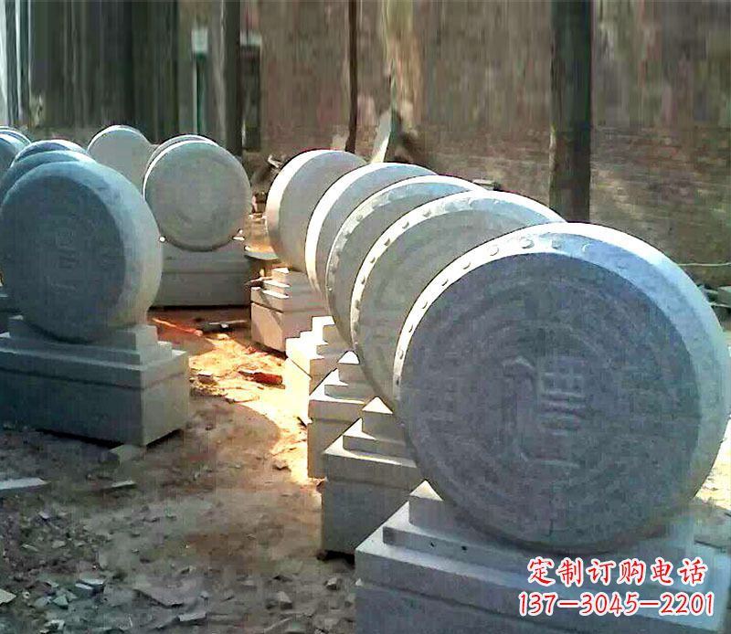 内蒙古仿古石门墩招财抱鼓石雕