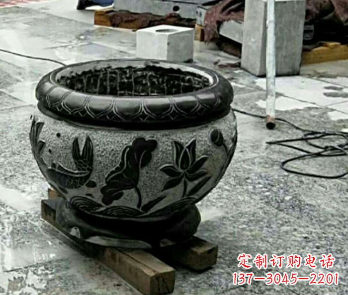 内蒙古精美仿古招财水缸石雕
