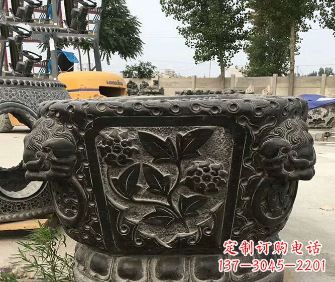内蒙古仿古招财石雕水缸