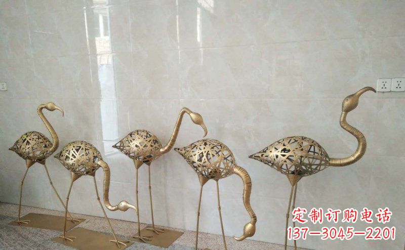 内蒙古不锈钢抽象火烈鸟动物雕塑