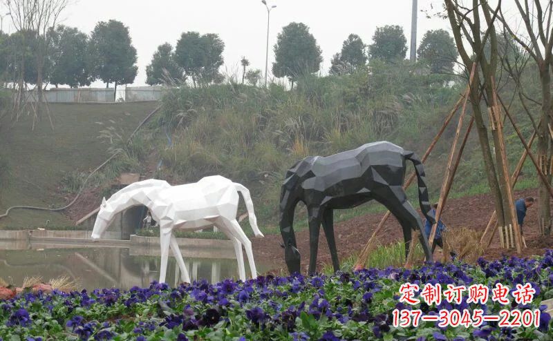内蒙古盛世之美,精美不锈钢动物雕塑