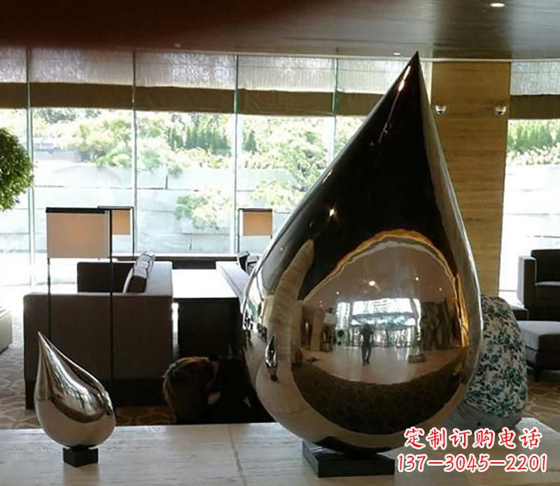 内蒙古公园不锈钢水滴球景观雕塑