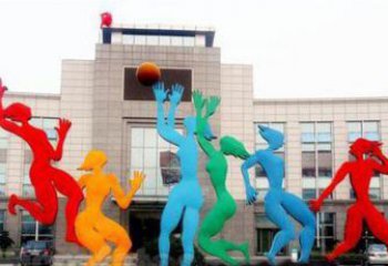 内蒙古激情运动的写照不锈钢女孩打篮球雕塑