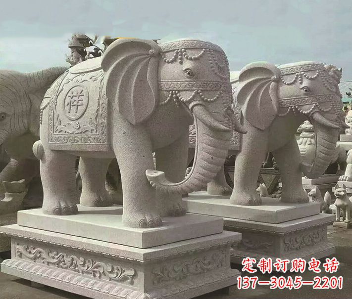 内蒙古精美大象大理石雕塑