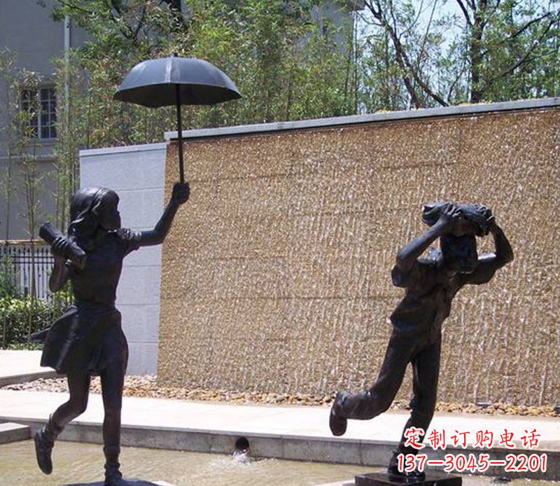 内蒙古抗风雨小男孩铜雕