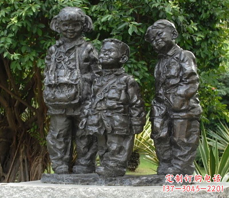 内蒙古中领雕塑可爱儿童铜雕欣赏