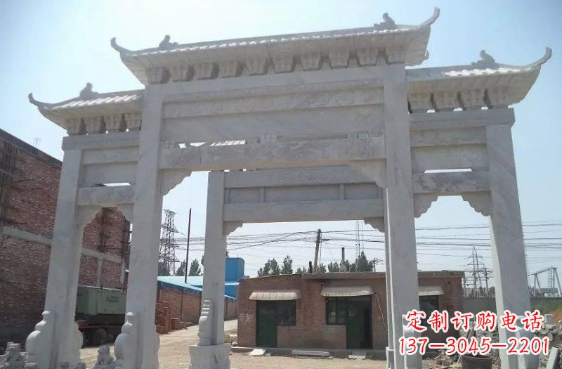 内蒙古牌坊石雕 – 三门牌坊石雕,极具风格的艺术品