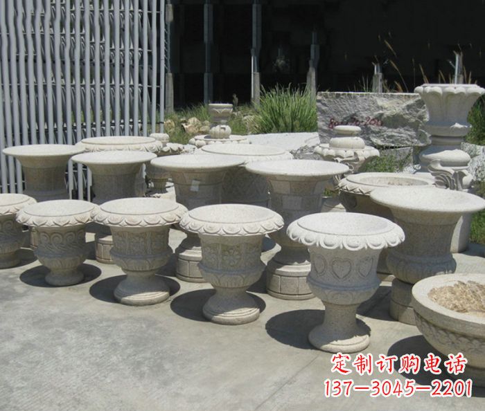 内蒙古大理石花盆石雕艺术品