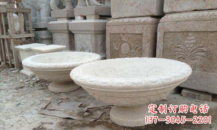 内蒙古细腻雅致的大理石花盆石雕